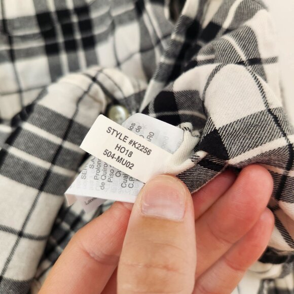J. Crew White Black Plaid Long Sleeve Button Down Flannel Shirt Women's XS - Picture 6 of 6